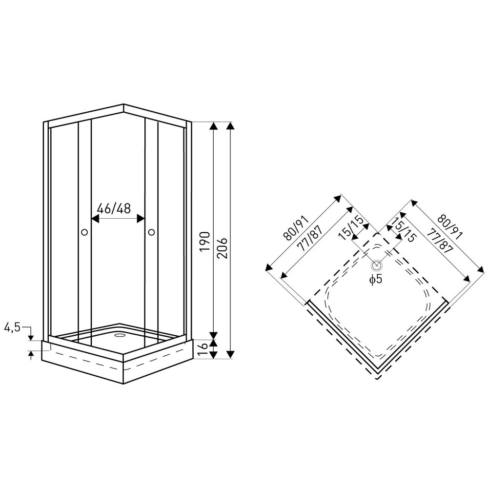 Kerra Cabină de duș pătrată Madera 90x90 cm cu cădiță de duș [4]