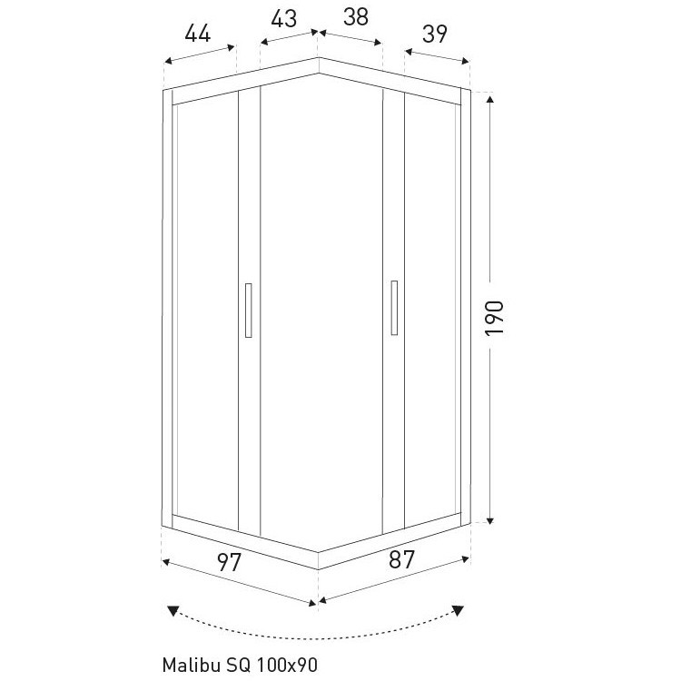 Kerra Malibu SQ 100x90 Cabină de duș pătrată fără tavă de duș [1]