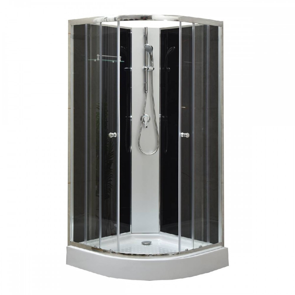 Cabină de duș cu panou posterior - Leziter Cabină de duș Marco Black II 90x90 cm cu cădiță de duș