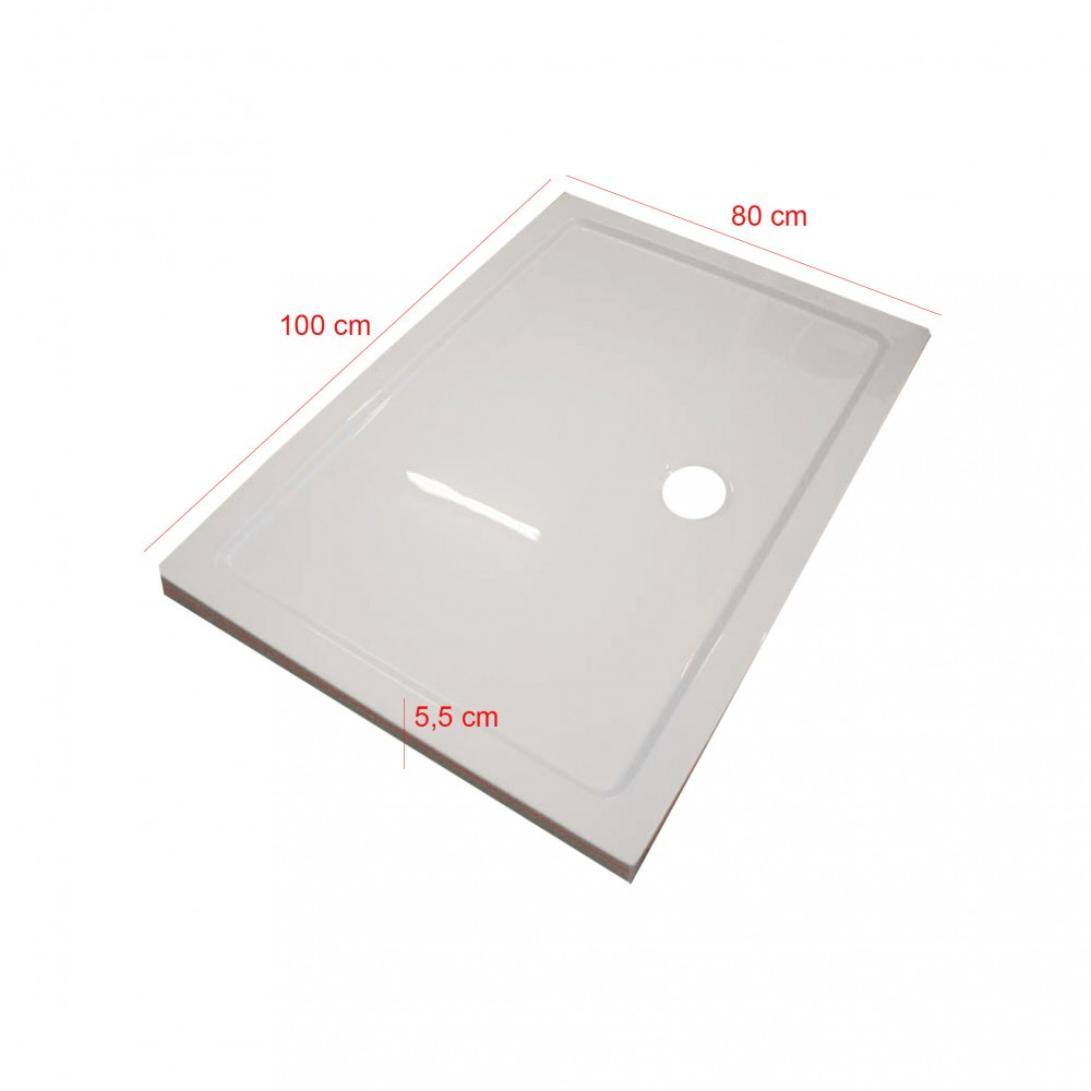 Leziter Cădiță de duș acrilică pătrată asimetrică Modena Slim, 80x100 cm [1]