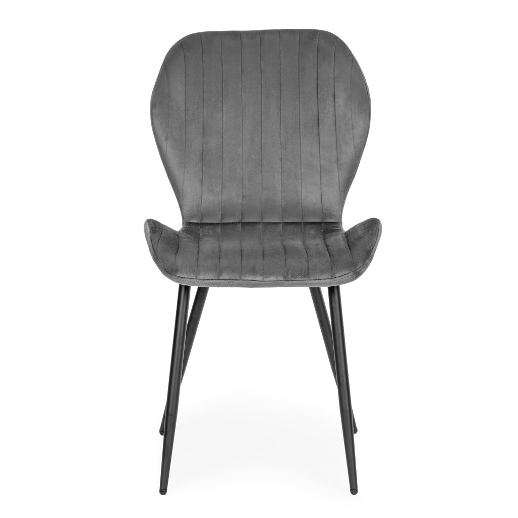 Homelux Set de 4 scaune din piele de căprioară gri scaun [1]