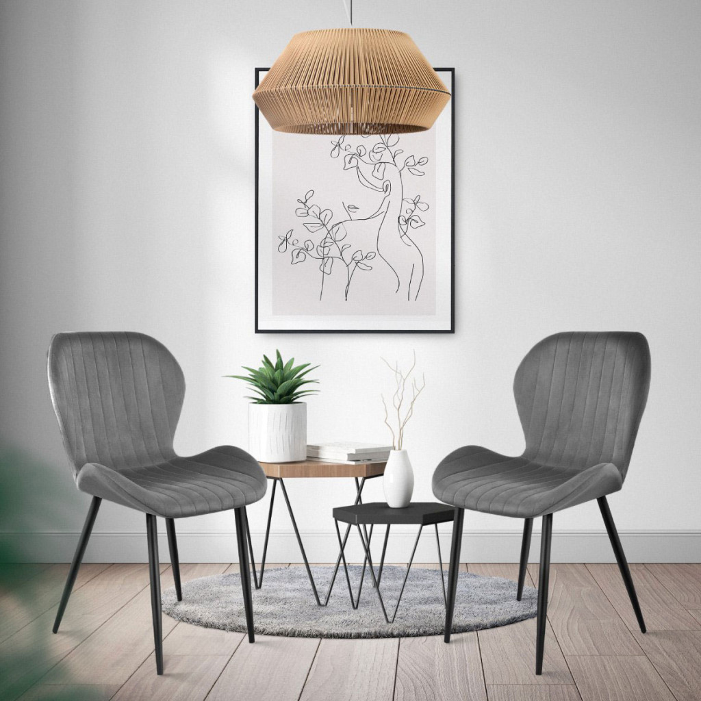 Homelux Set de 4 scaune din piele de căprioară gri scaun [6]