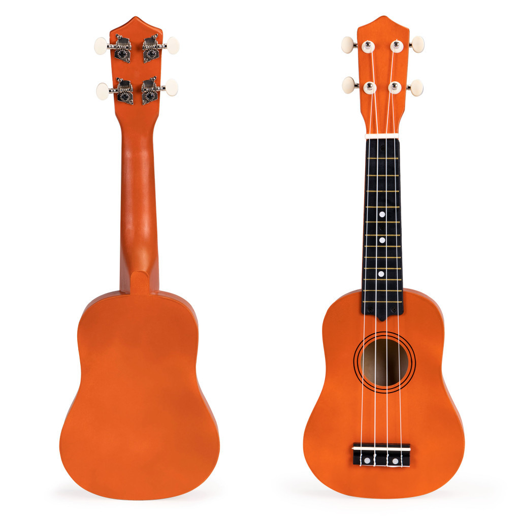 Jocuri de rol din lemn - Homelux Chitară Ukulele din lemn pentru copii, 4 corzi din nylon maro