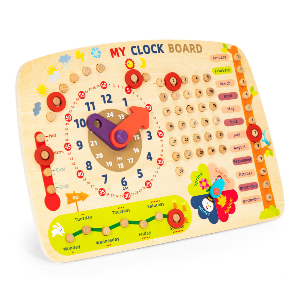 Homelux Tablă educațională din lemn cu timp și calendar pentru învățarea limbii engleze 9 în 1 [2]