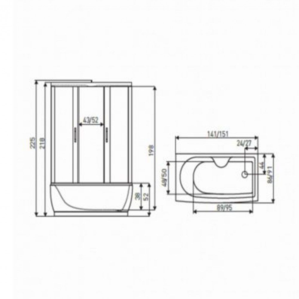 Kerra Cabină de cadă cu hidromasaj Mocca 85x140 cm [2]