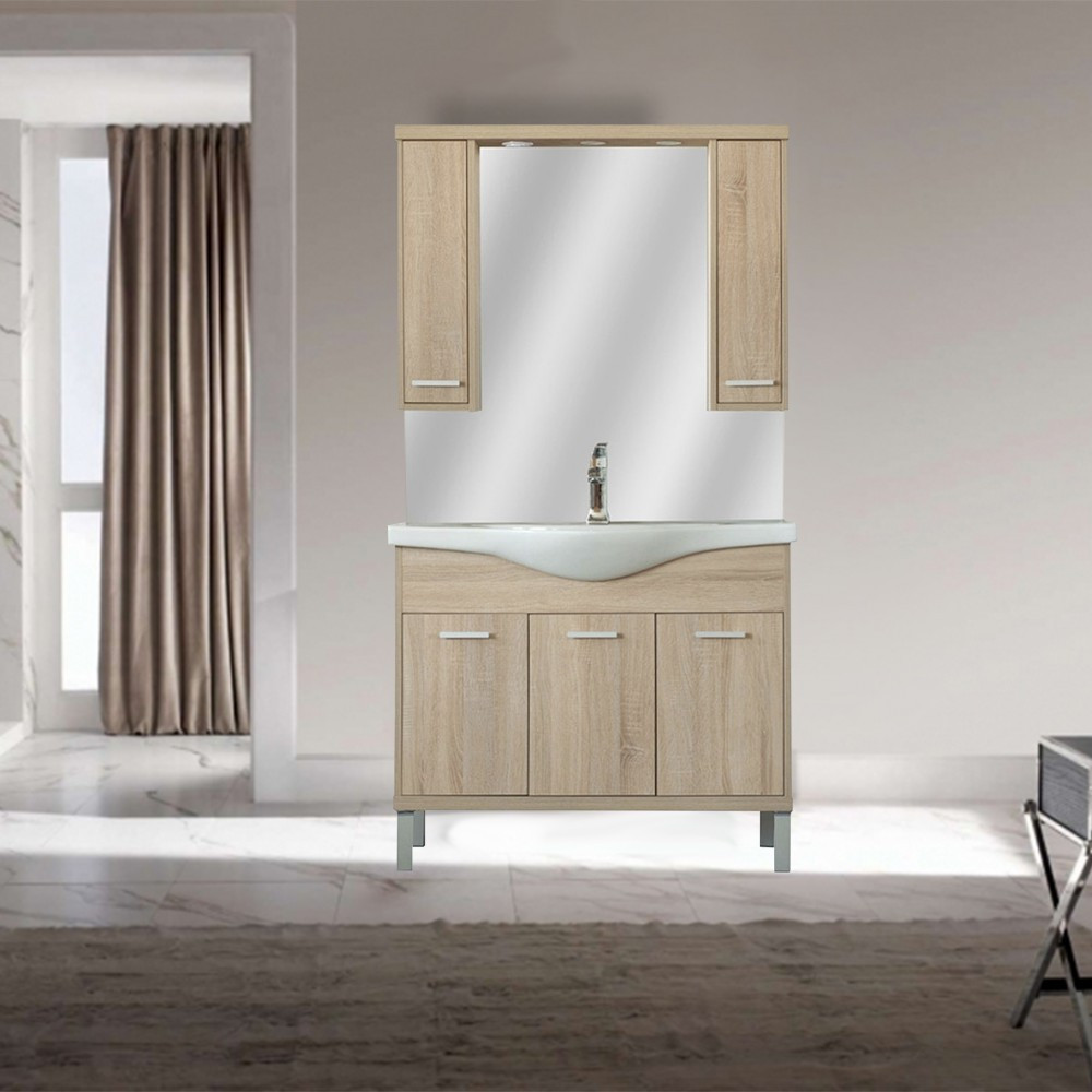 Leziter Dulap suspendat cu oglindă Nerva 105 cm, stejar Sonoma [3]