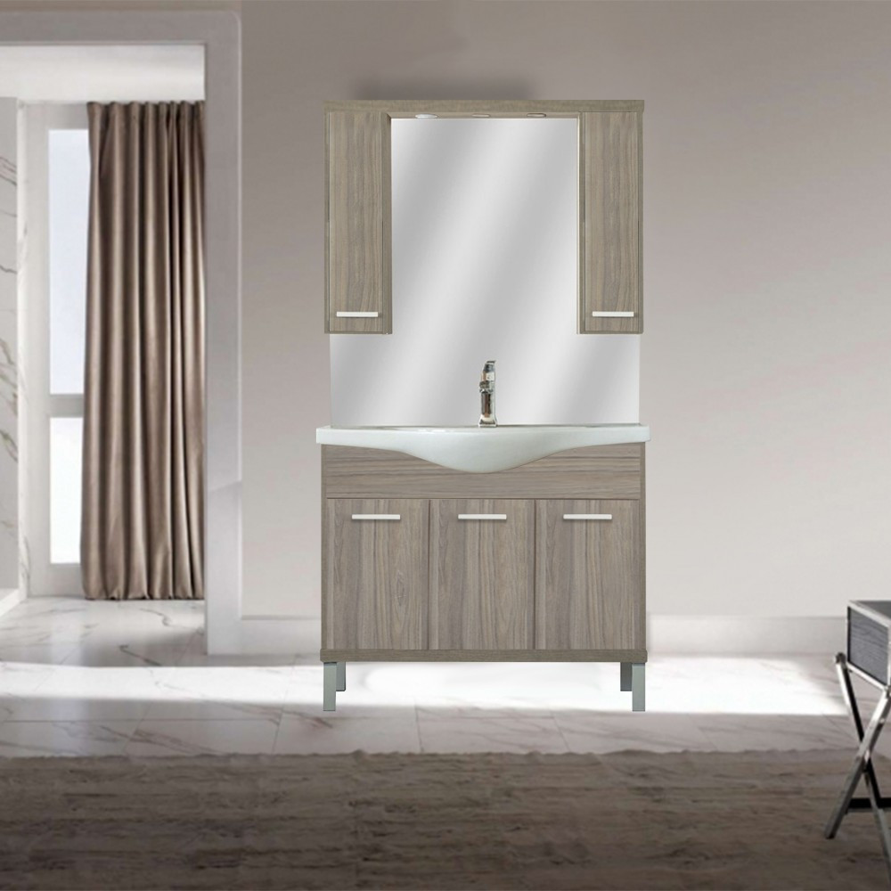 Leziter Dulap suspendat Nerva 105 cm cu oglindă, alb oglindă [3]