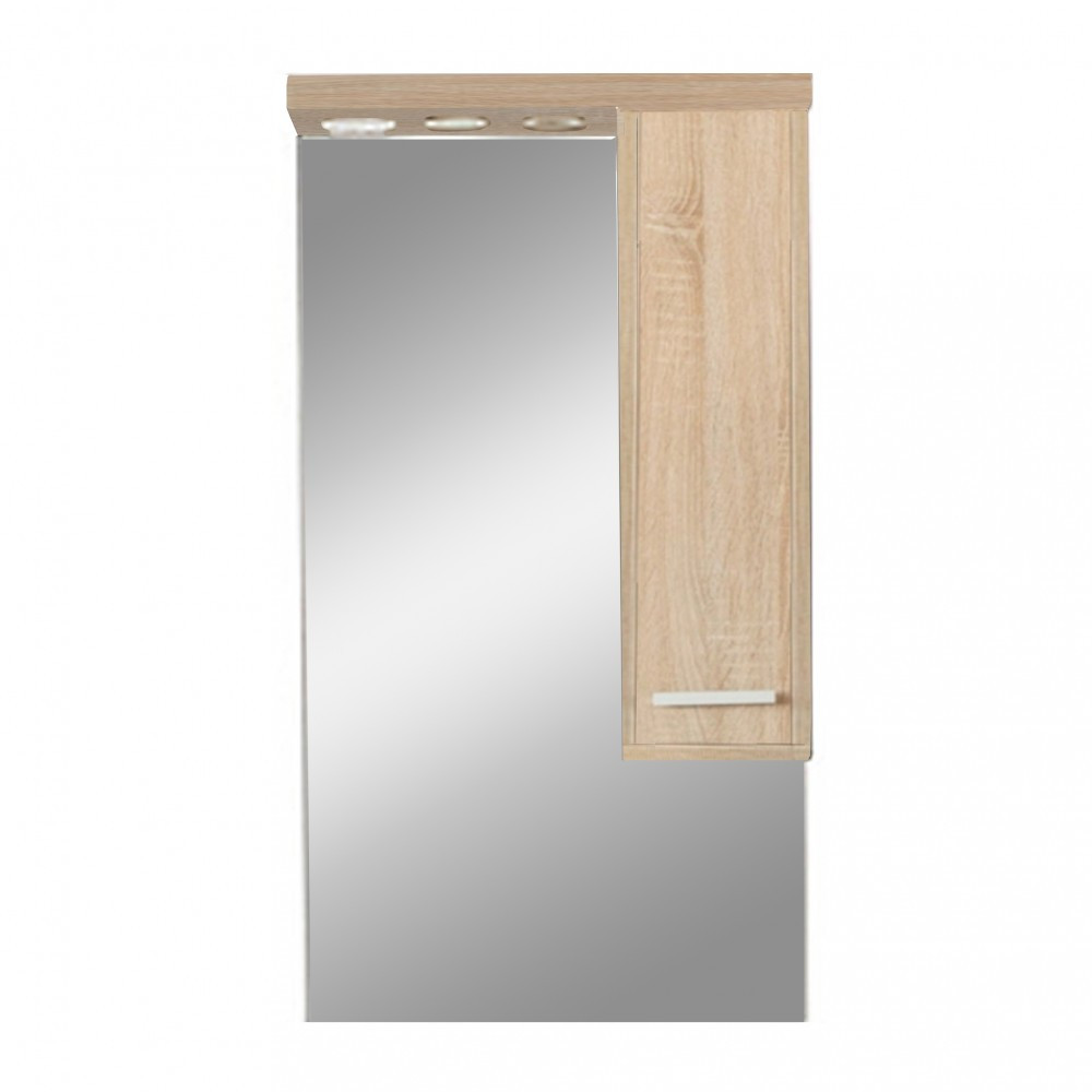 Dulap baie suspendat - Leziter Dulap suspendat cu oglindă Nerva 55 cm, stejar Sonoma