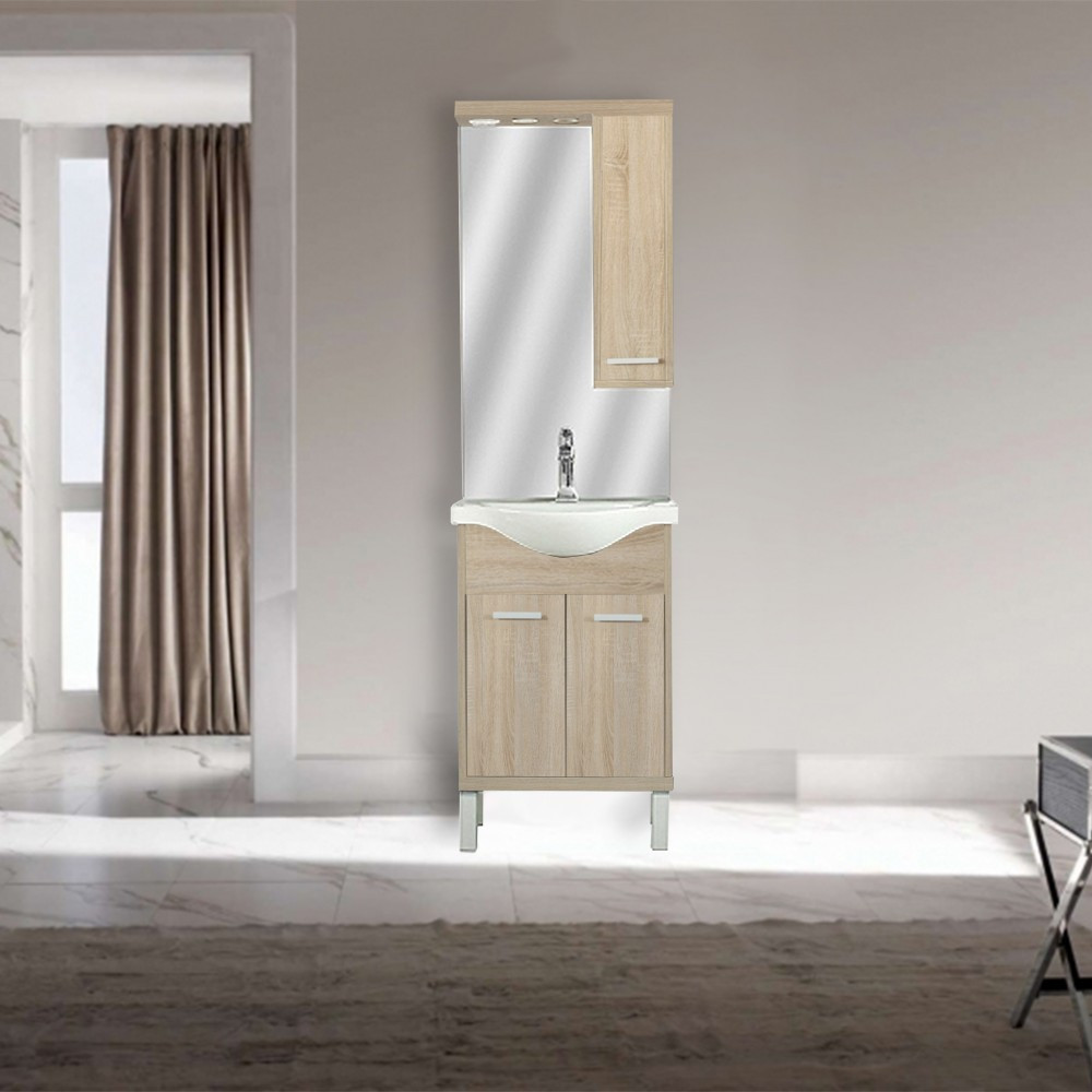 Leziter Dulap suspendat cu oglindă Nerva 55 cm, stejar Sonoma [2]