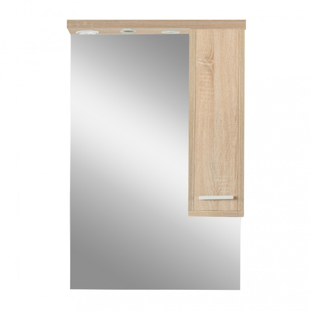 Dulap baie suspendat - Leziter Dulap suspendat cu oglindă Nerva 65 cm, stejar Sonoma