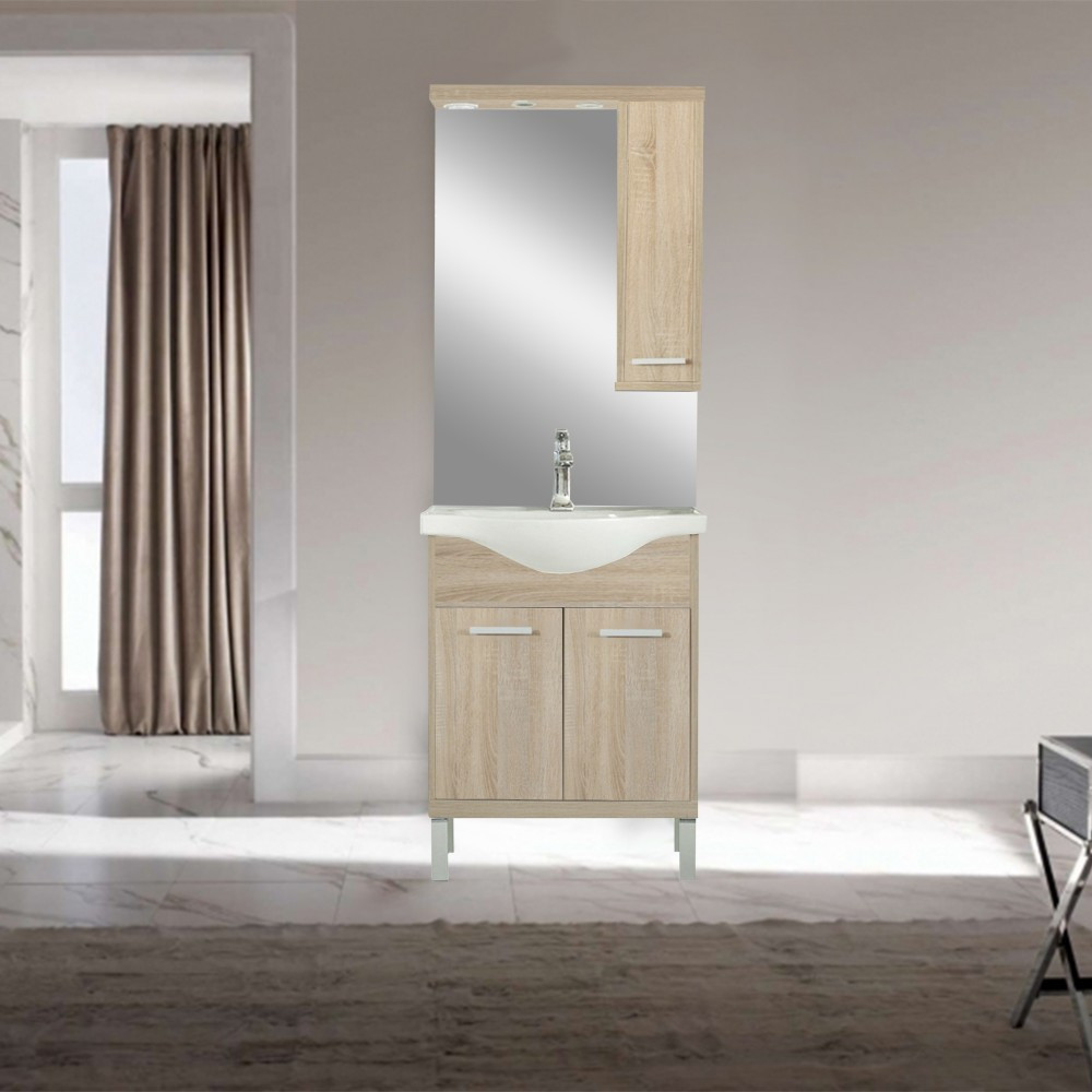 Leziter Dulap suspendat cu oglindă Nerva 65 cm, stejar Sonoma [2]