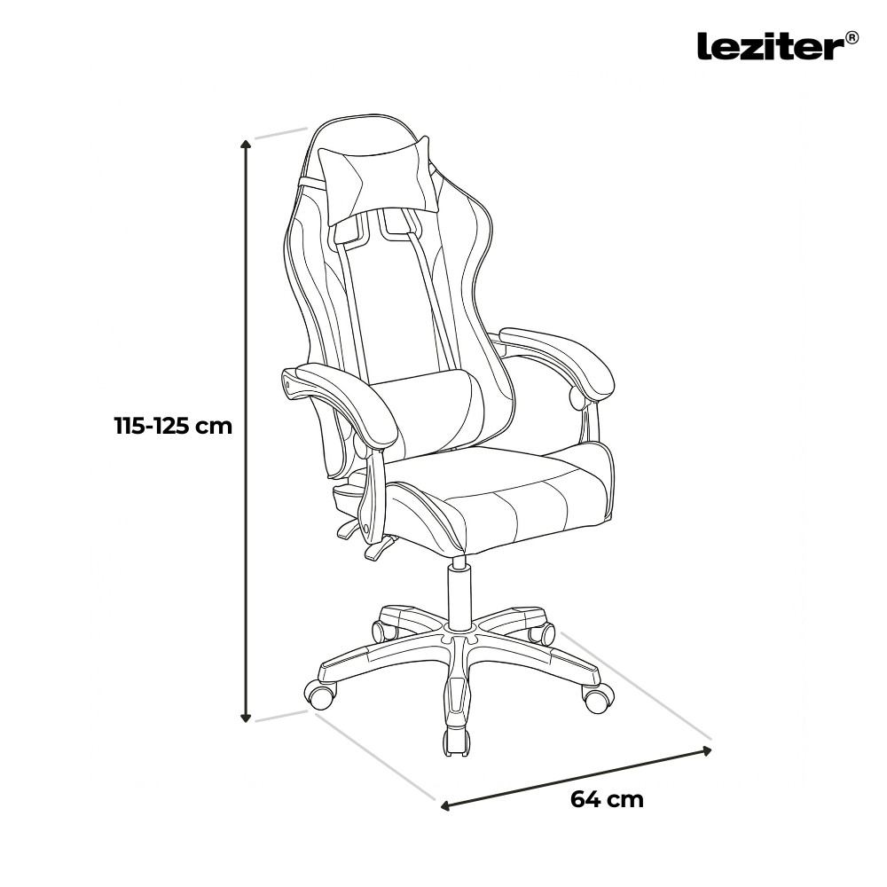 Leziter Raven gamer birou scaun pivotant negru [2]