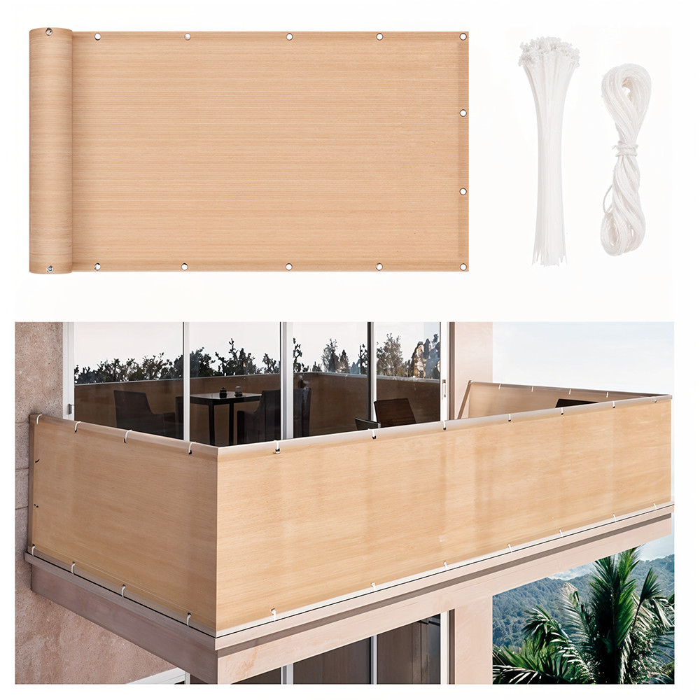 Ecranare - Leziter Umbrelă de balcon, ecran de intimitate 7 m bej