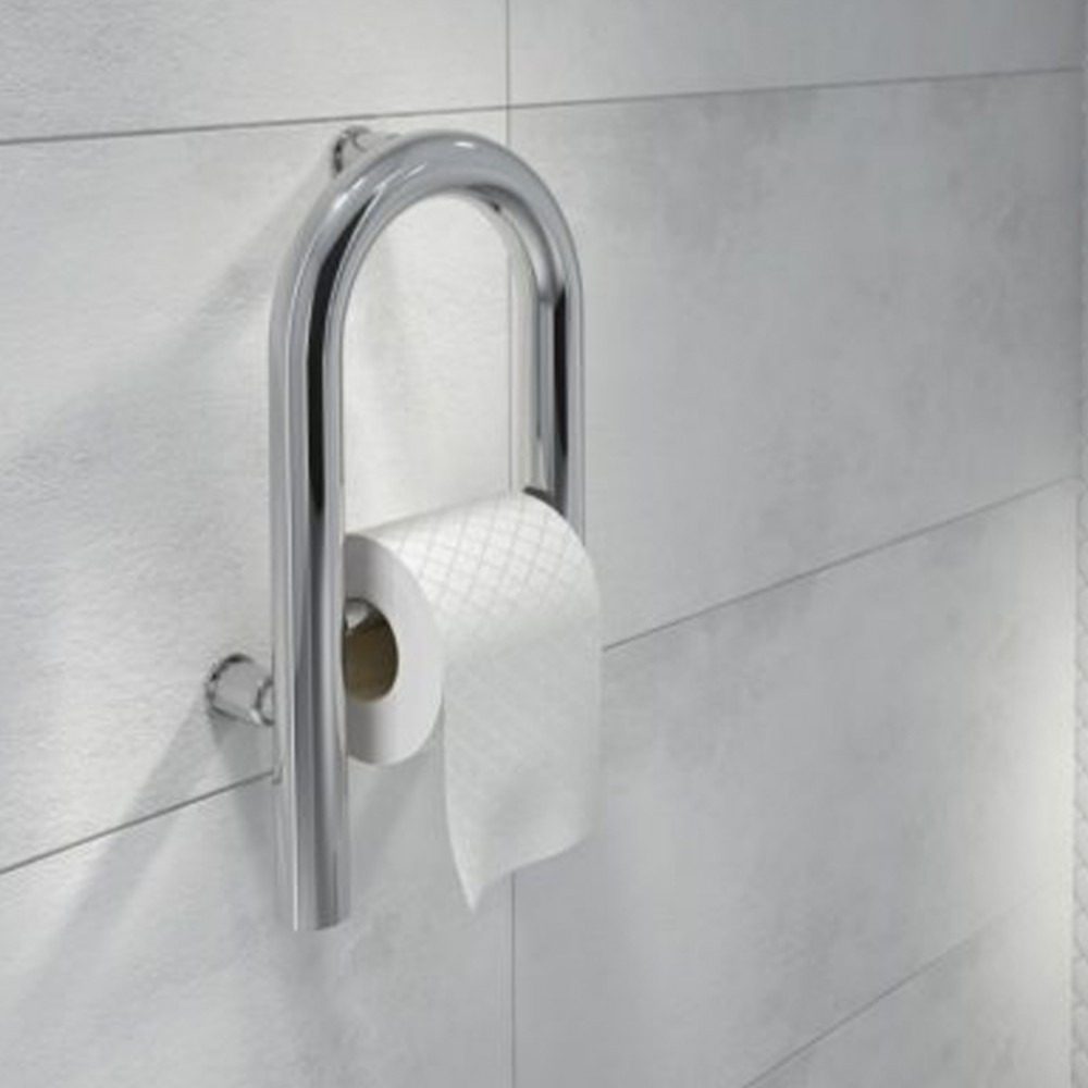 Deante Mâner din oțel montat pe perete Vital cu suport pentru hârtie igienică, crom [2]