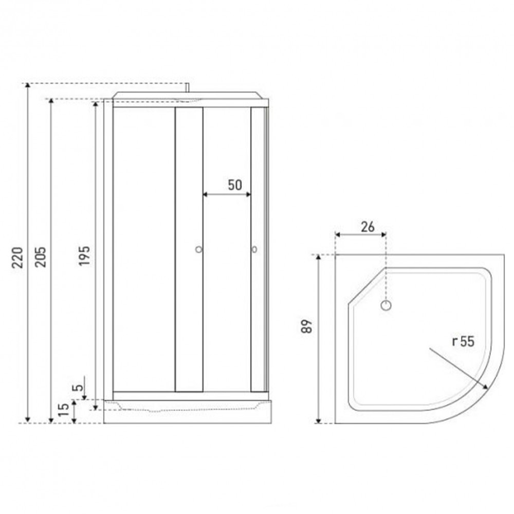 Kerra Cabină de duș cu hidromasaj curbată Oviedo 90x90 cm [1]