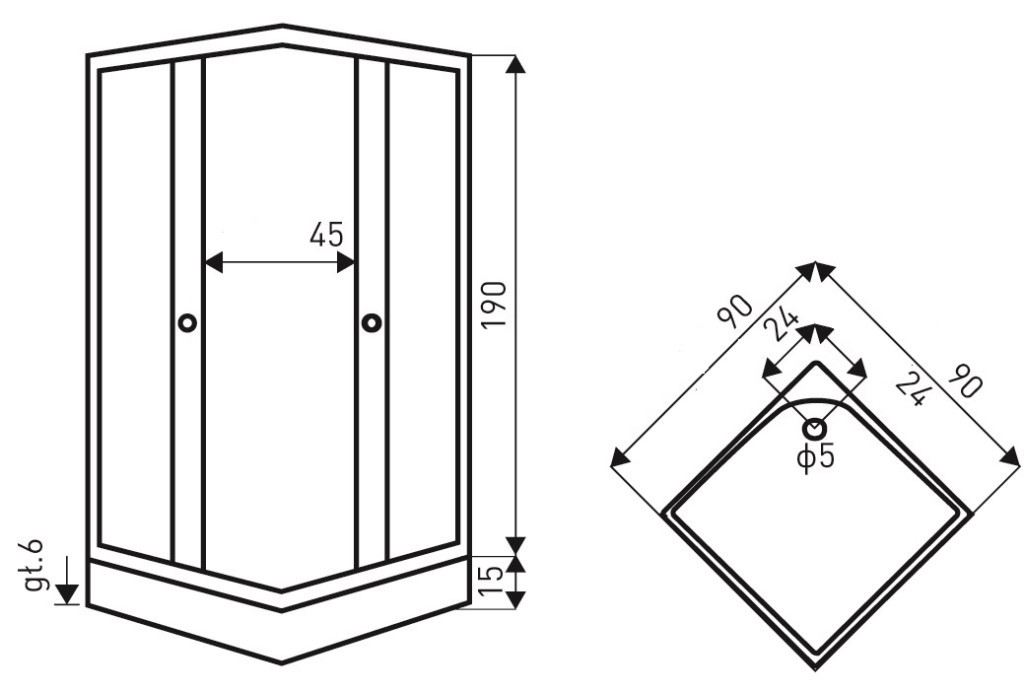 Kerra Cabină de duș unghiulară Pico 90 cu tavă de duș [1]