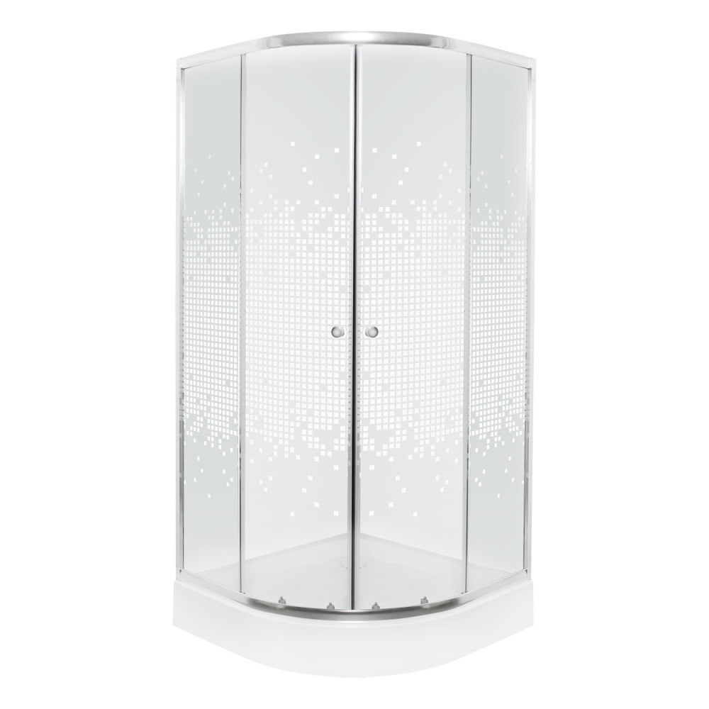 Cabină de duș semirotundă - Kerra Cabină de duș curbată Pixel White 80 cu cădiță de duș