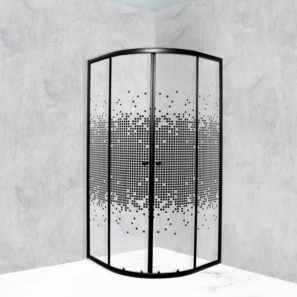 Kerra Cabină de duș curbată Pixel Black 90 fără cădiță de duș [1]