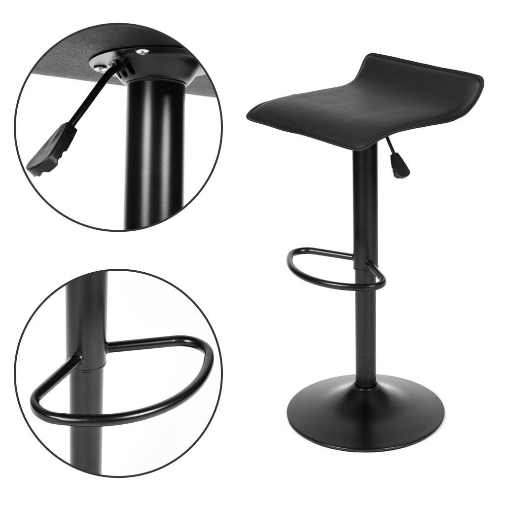 Homelux Taburet de bar pivotant cu reglare pe înălțime, piele artificială, negru [6]
