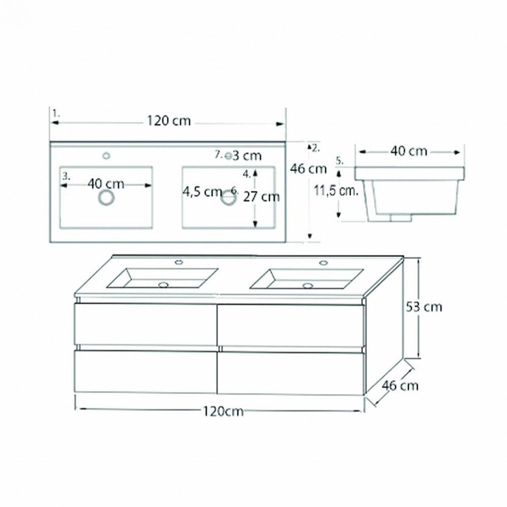 Leziter Dulap de bază Porto 120 cu lavoar [3]