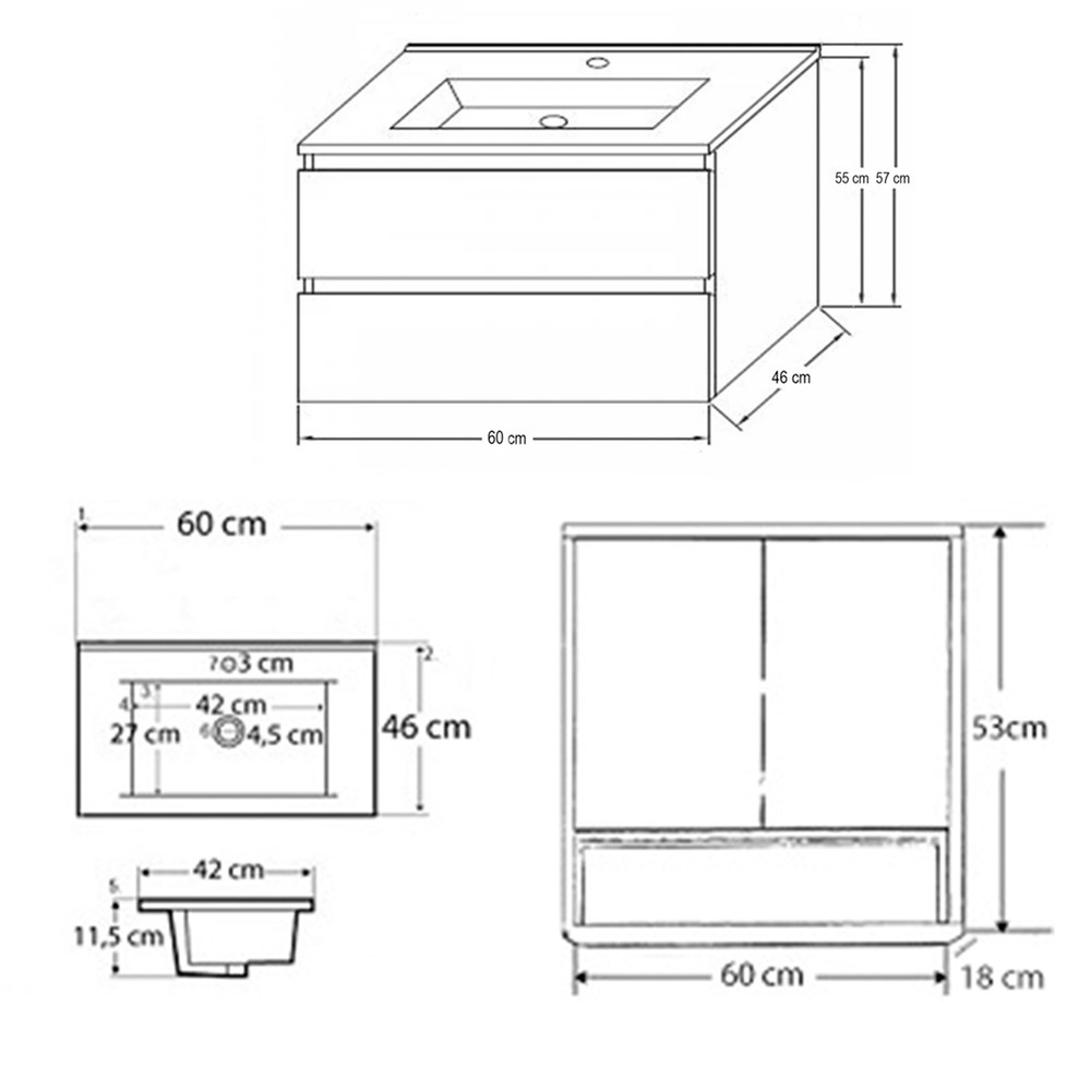 Leziter Set mobilier baie Porto 60 [1]
