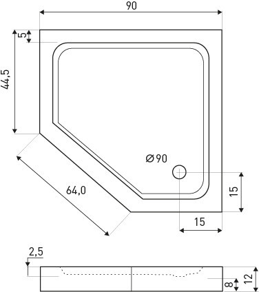 Kerra Cădiță de duș acrilică neagră pătrată Prato 90 [1]