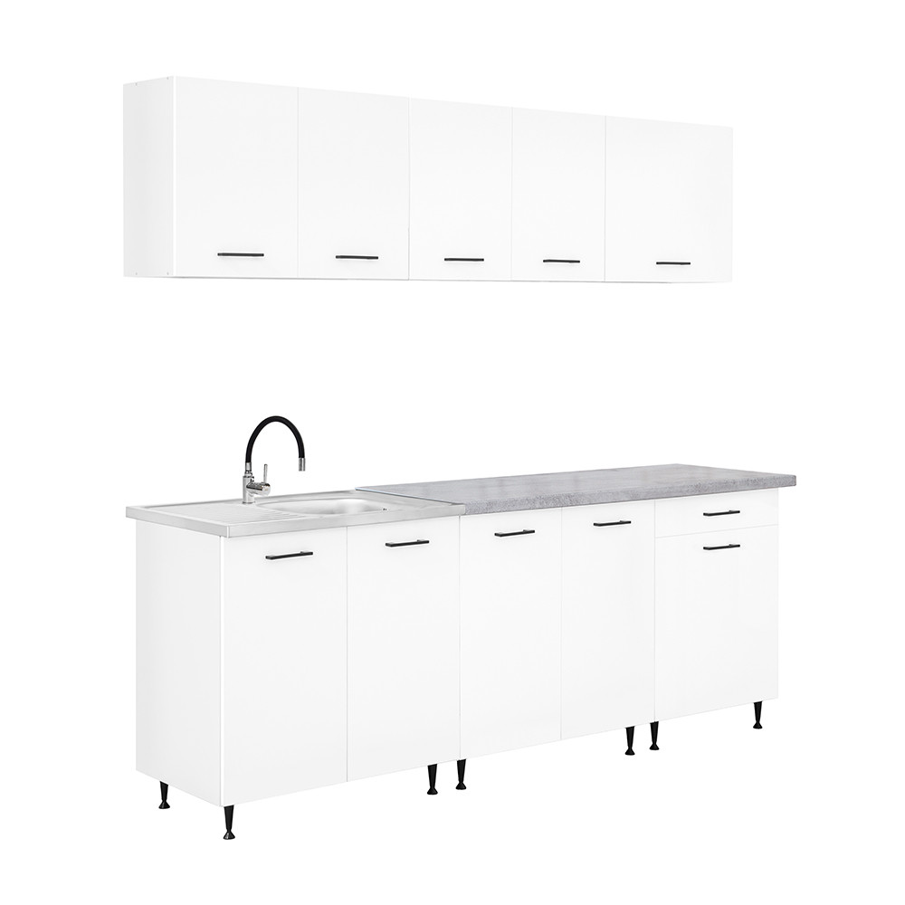 Mobilier bucătărie - Leziter Dulap de bucătărie Primo 220 alb cu blat cromix