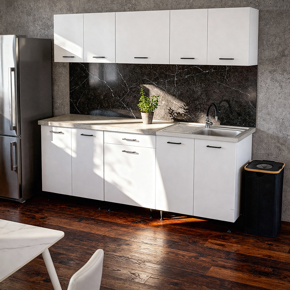 Leziter Dulap de bucătărie Primo 220 alb cu blat cromix [1]