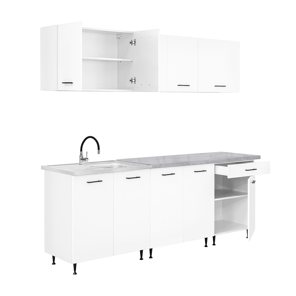 Leziter Dulap de bucătărie Primo 220 alb cu blat cromix [4]