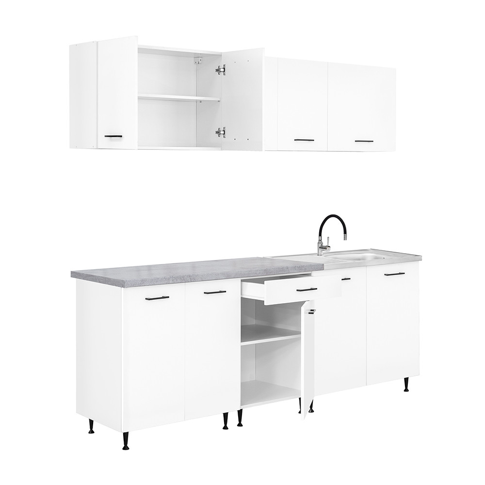 Leziter Dulap de bucătărie Primo 220 alb cu blat cromix [6]