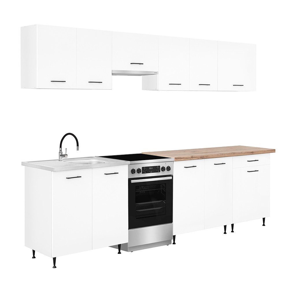 Mobilier bucătărie - Leziter Unitate de bucătărie Primo 280 cu blat de lucru din stejar charlestone alb