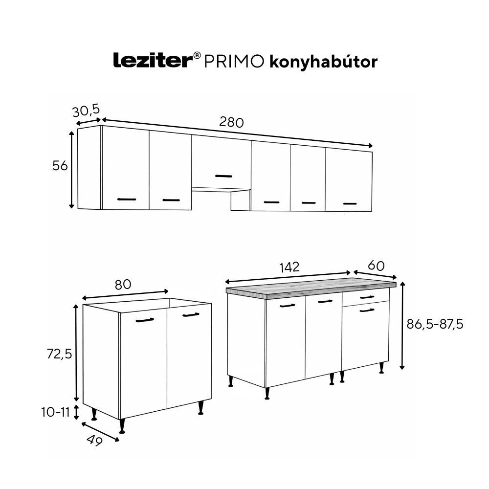 Leziter Unitate de bucătărie Primo 280 cu blat de lucru din stejar charlestone alb [2]