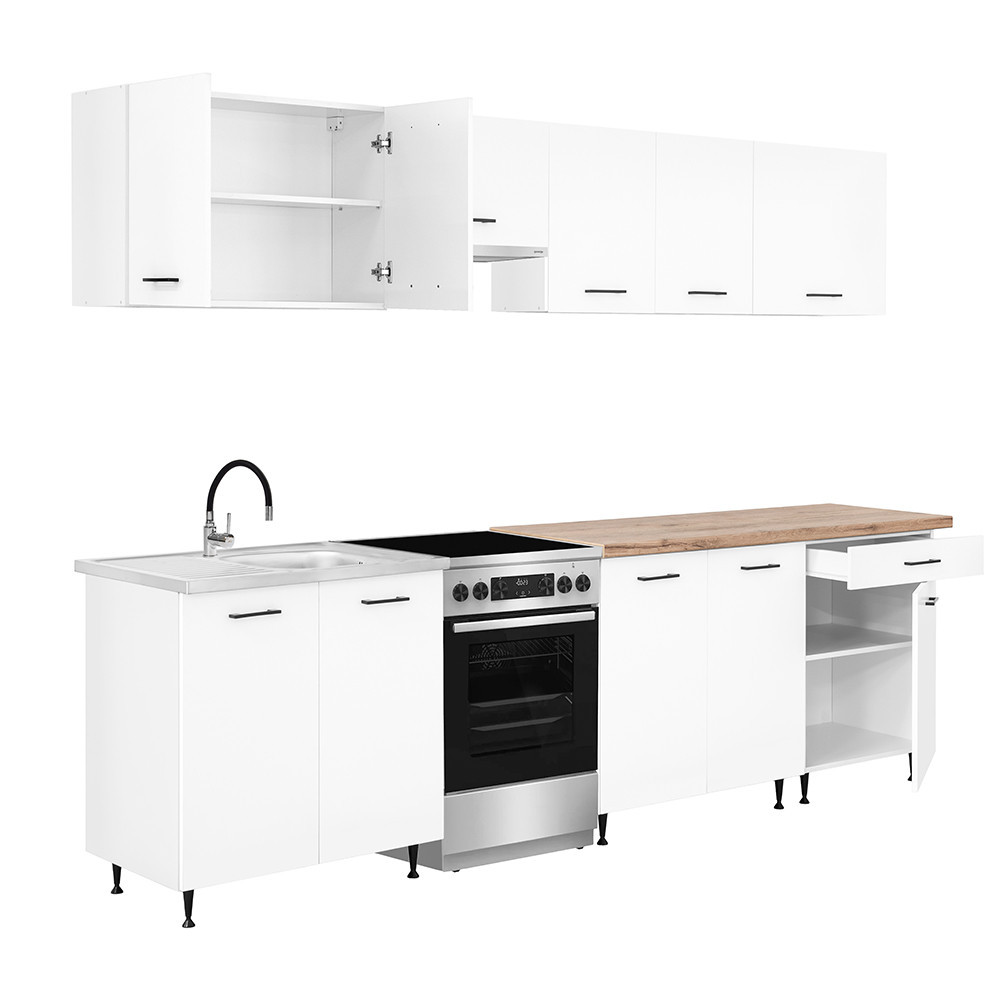 Leziter Unitate de bucătărie Primo 280 cu blat de lucru din stejar charlestone alb [4]