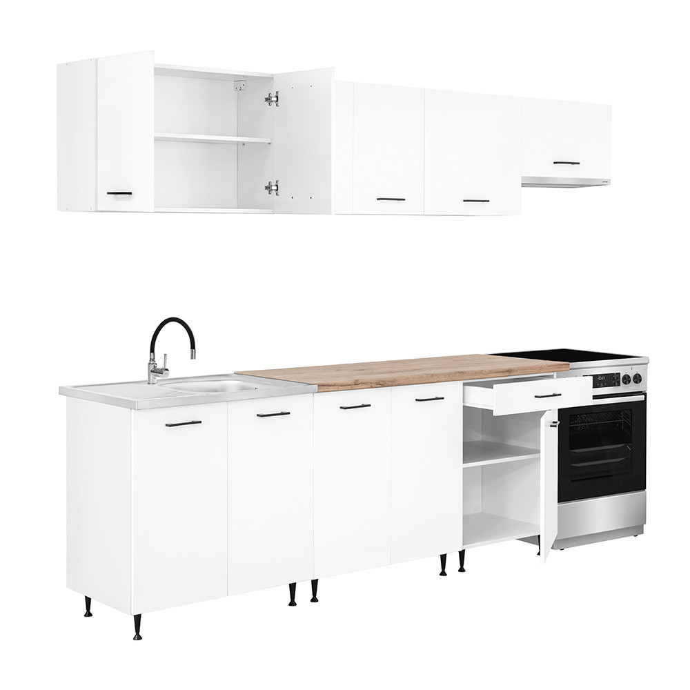 Leziter Unitate de bucătărie Primo 280 cu blat de lucru din stejar charlestone alb [6]