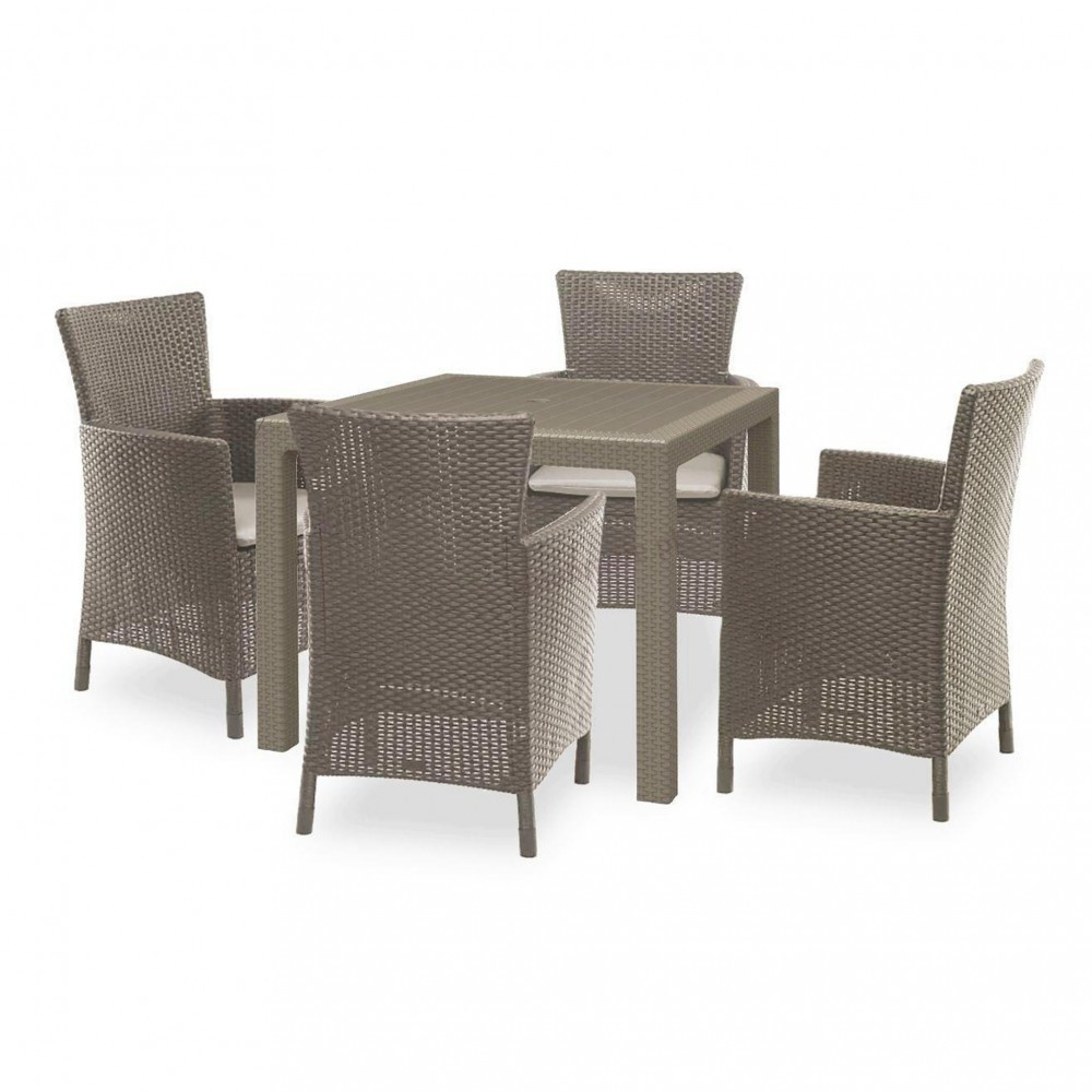 Curver Set de mobilier de grădină Quartet cu 4 locuri, culoare cappuccino, cu pernă nisip [0]