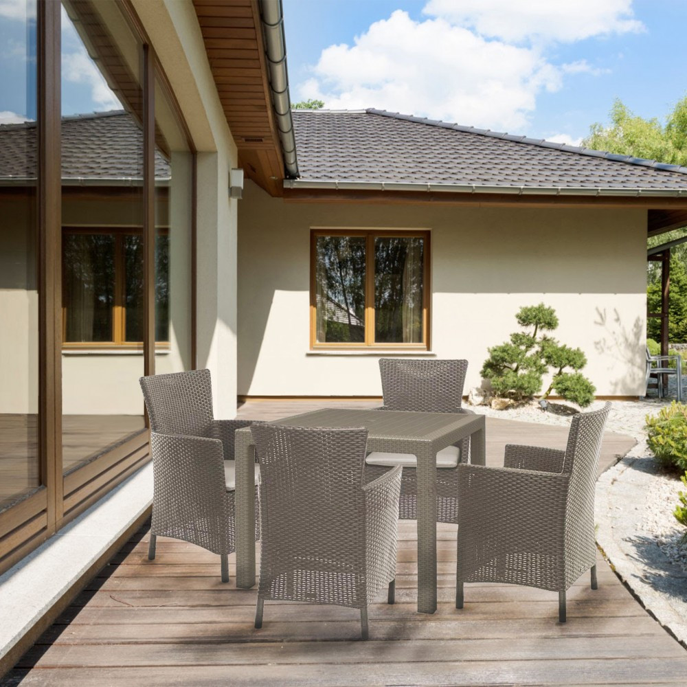 Curver Set de mobilier de grădină Quartet cu 4 locuri, culoare cappuccino, cu pernă nisip [4]