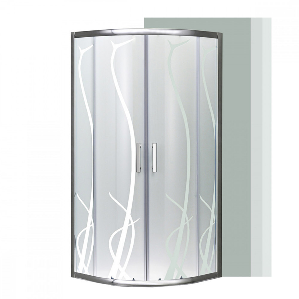 Cabină de duș semirotundă - Leziter Cabină de duș curbată Spirit Bamboo 80x80 cm fără cădiță de duș
