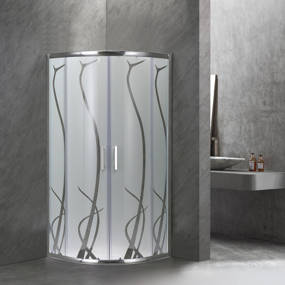 Leziter Cabină de duș curbată Spirit Bamboo 80x80 cm fără cădiță de duș [1]
