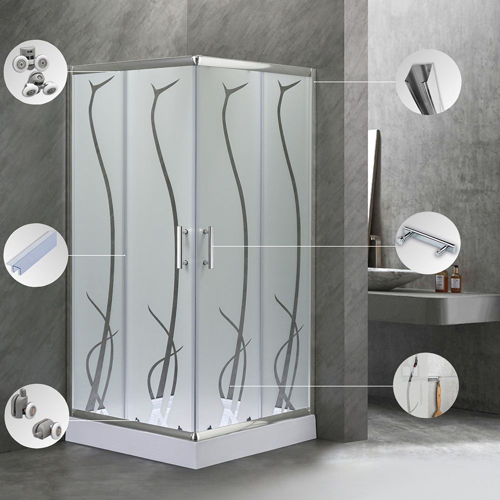 Leziter Cabină de duș pătrată Spirit Bamboo 90x90 cm cu cădiță de duș [4]