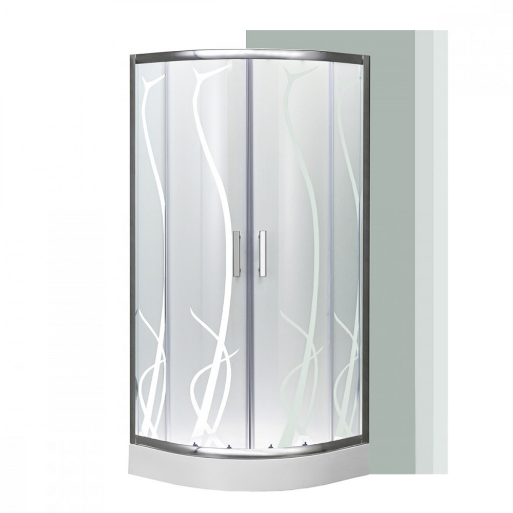 Cabină de duș semirotundă - Leziter Cabină de duș curbată Spirit Bamboo 90x90 cm cu cădiță de duș