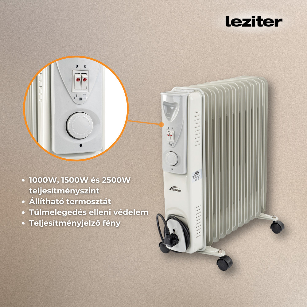 Leziter Radiator cu ulei Norde, format din 11 piese, 1000W/1500W/2500W [2]