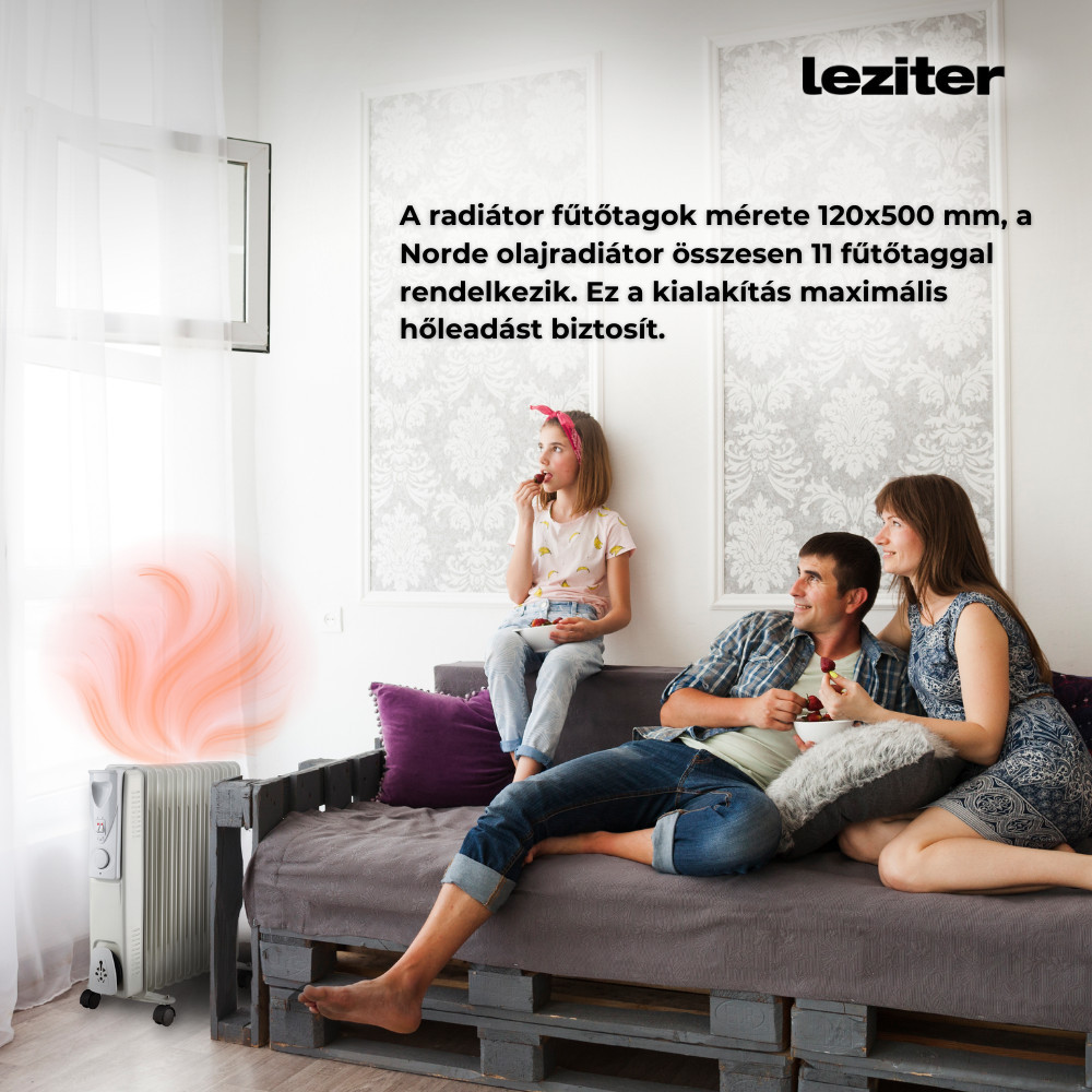 Leziter Radiator cu ulei Norde, format din 11 piese, 1000W/1500W/2500W [4]