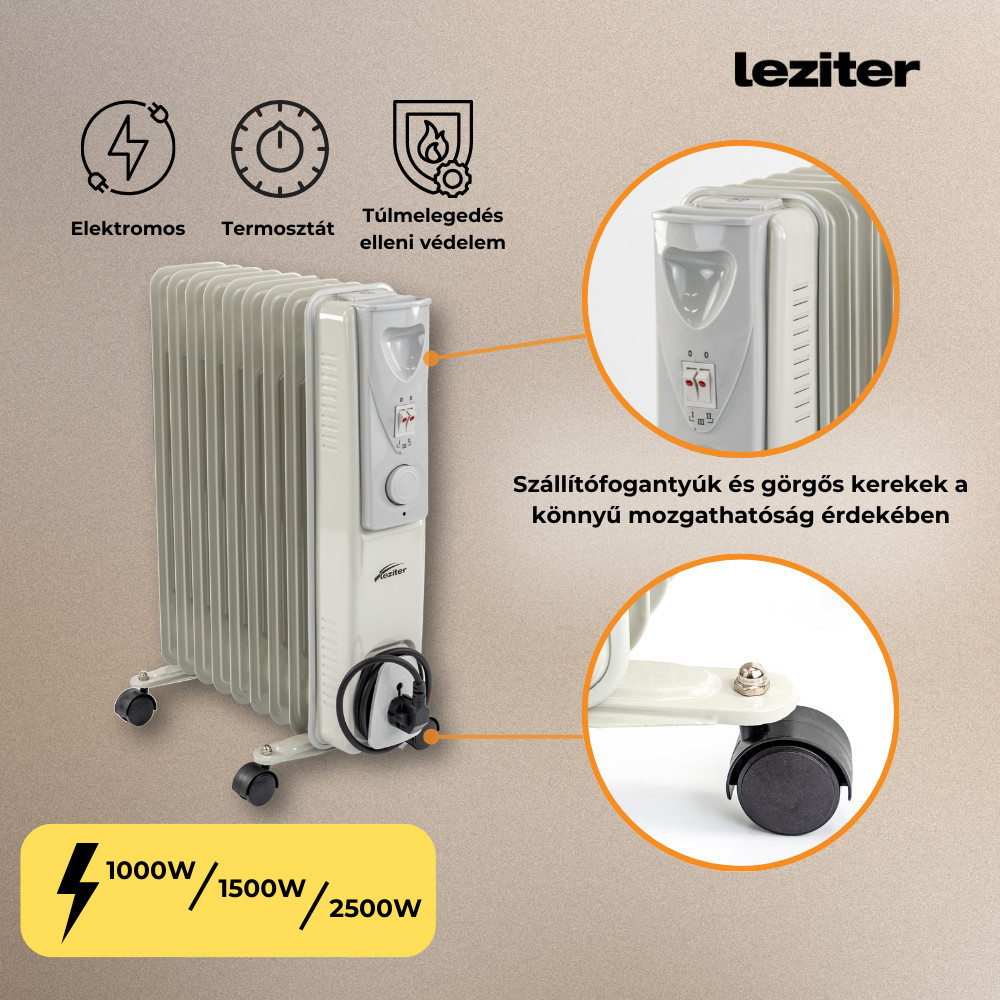 Leziter Radiator cu ulei Norde, format din 7 piese, 600W/900W/1500W [4]