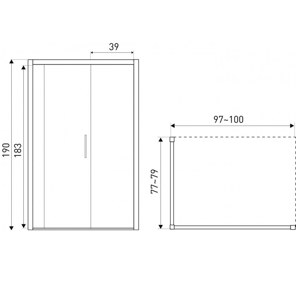 Kerra Cabină de duș asimetrică Silves 80x100 fără cădiță de duș [2]