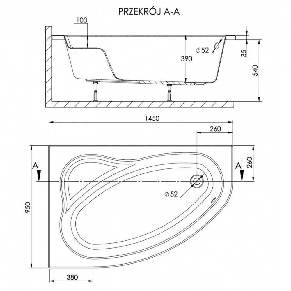 Kerra Cadă SIMPLA 145 asimetrică stânga [1]