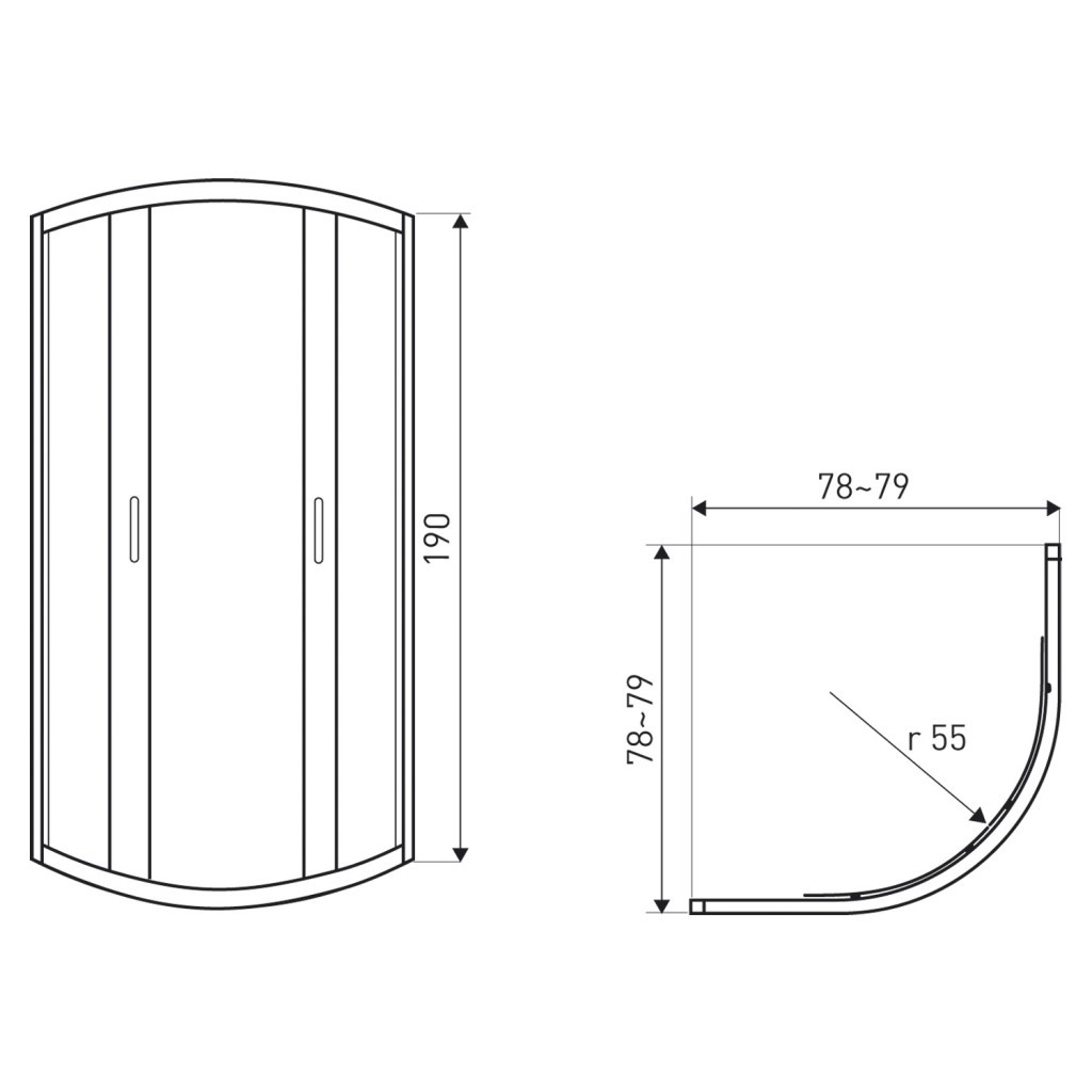 Kerra Soho Black 80 cabină de duș curbată fără tavă de duș [2]