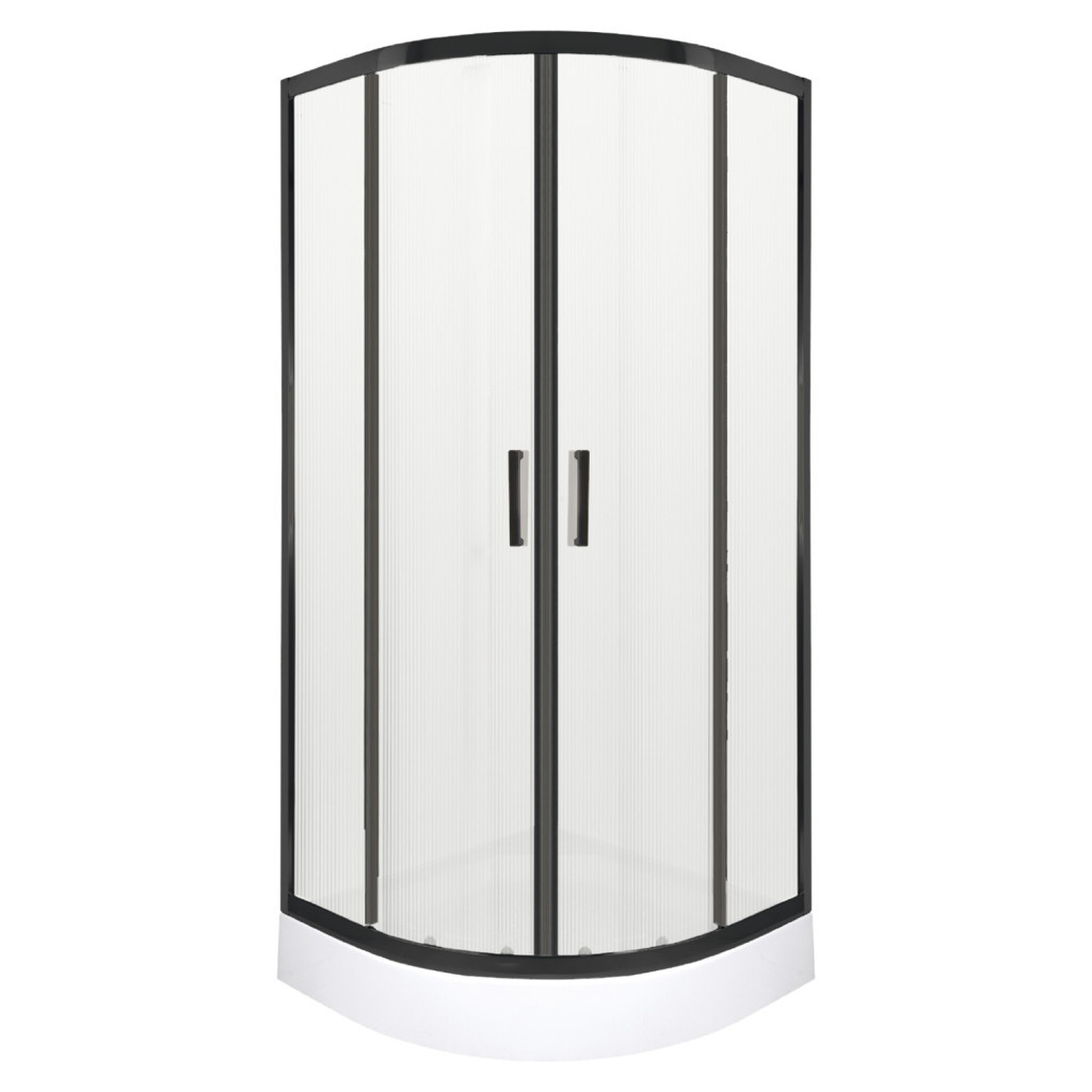 Cabină de duș semirotundă - Kerra Soho Black 80 cabină de duș curbată cu tavă de duș Alan