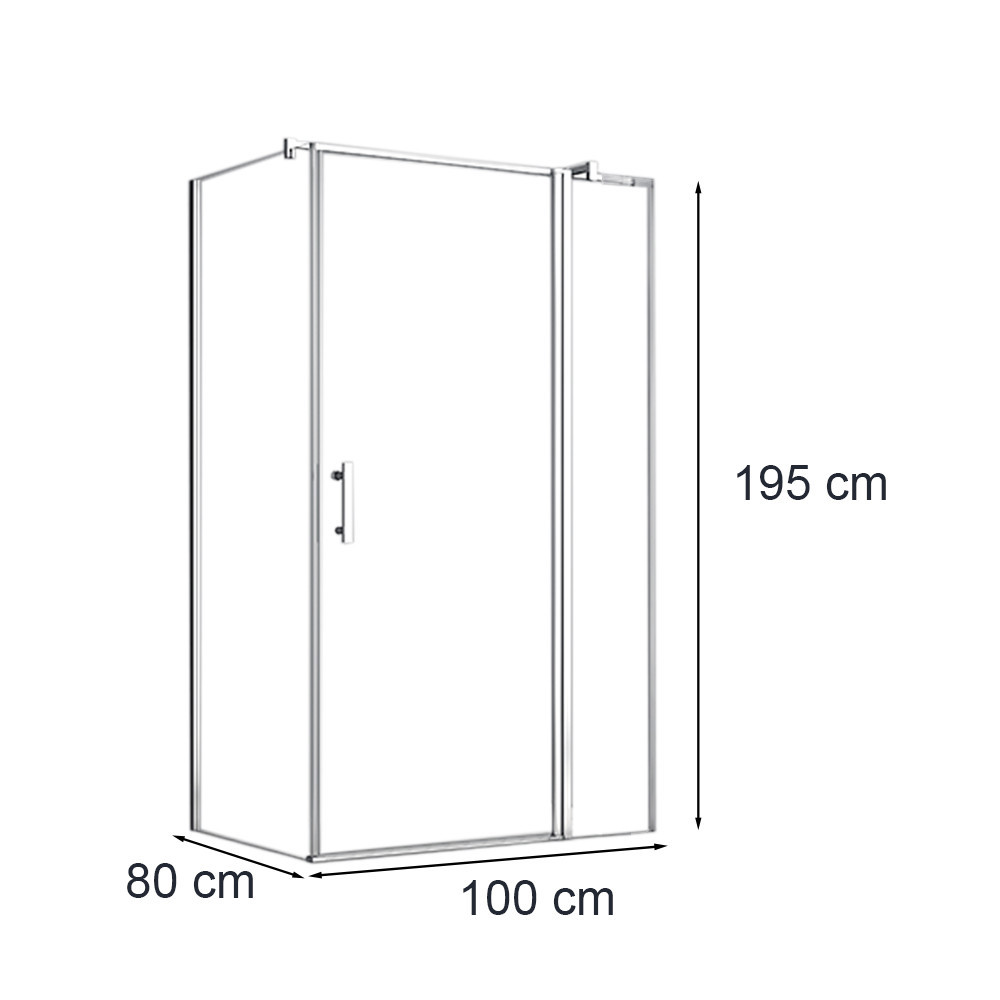 Leziter Cabină de duș asimetrică simplă de 80x100 cm cu ușă cu deschidere, fără tavă de duș [2]