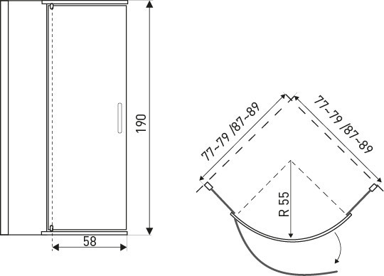 Kerra Splash Black 80 cabină de duș curbată fără tavă de duș [4]