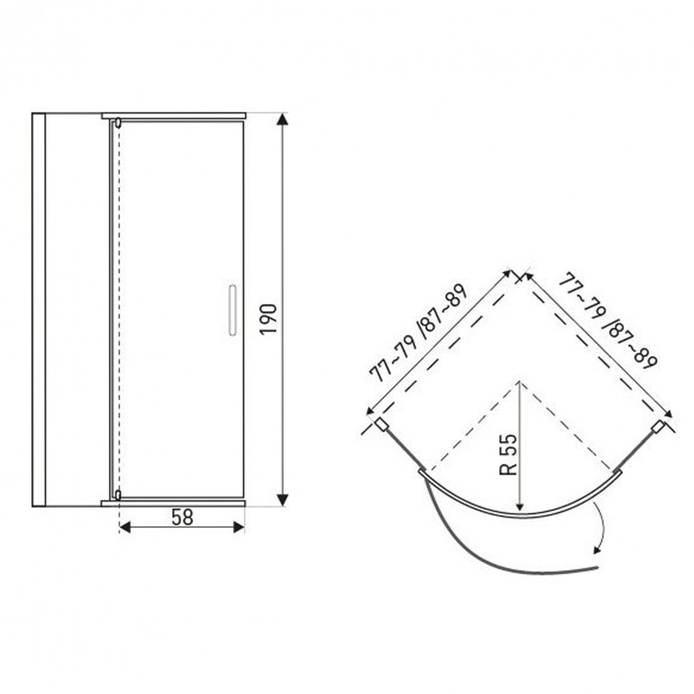 Kerra Cabină de duș curbată Splash 80x80 cm cu cădiță de duș [3]
